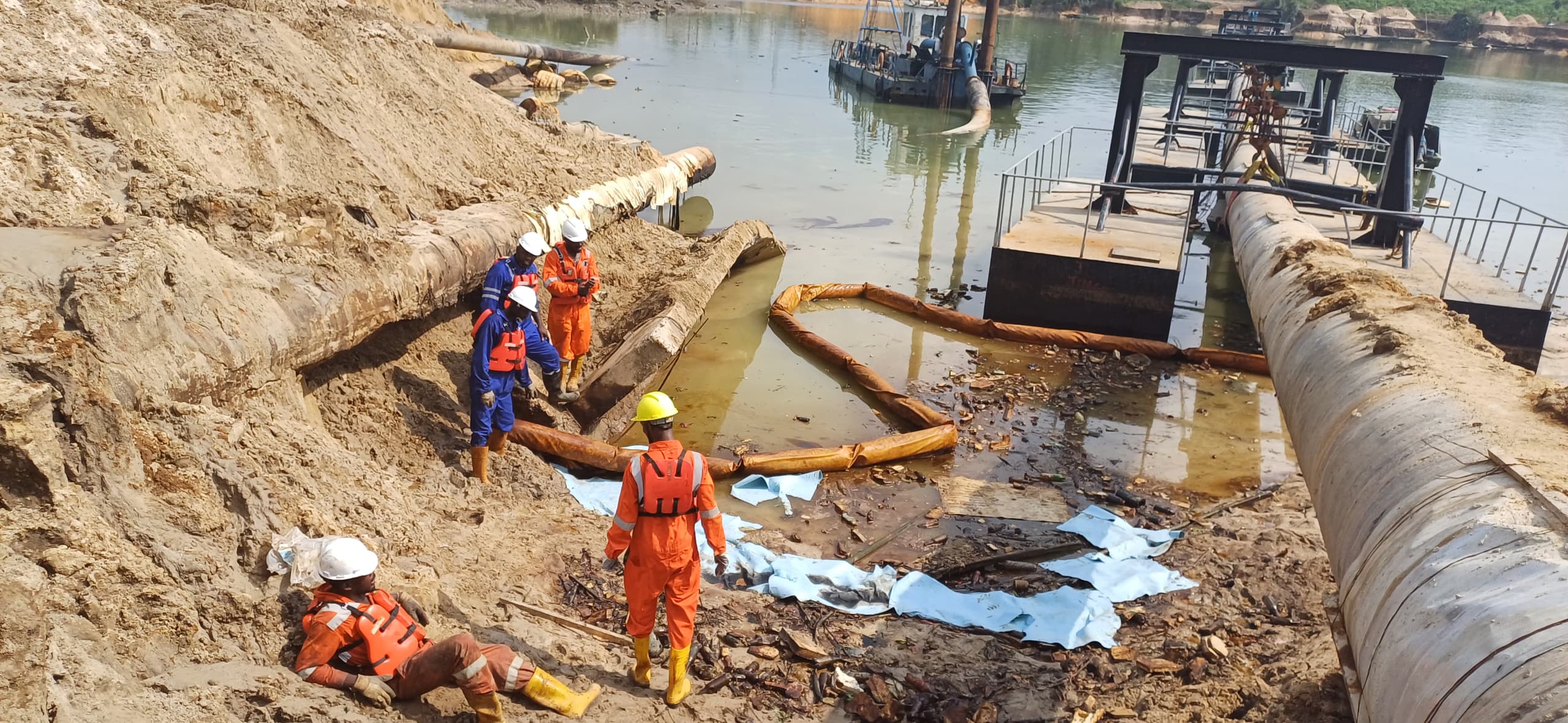 Paxicom Global dredging project site with excavators in Port Harcourt